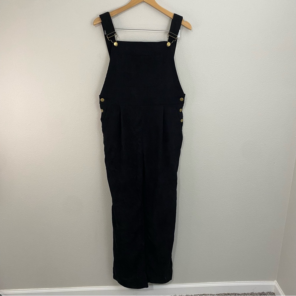 Zaful Black Ribbed Overalls NWT Women’s Large/8